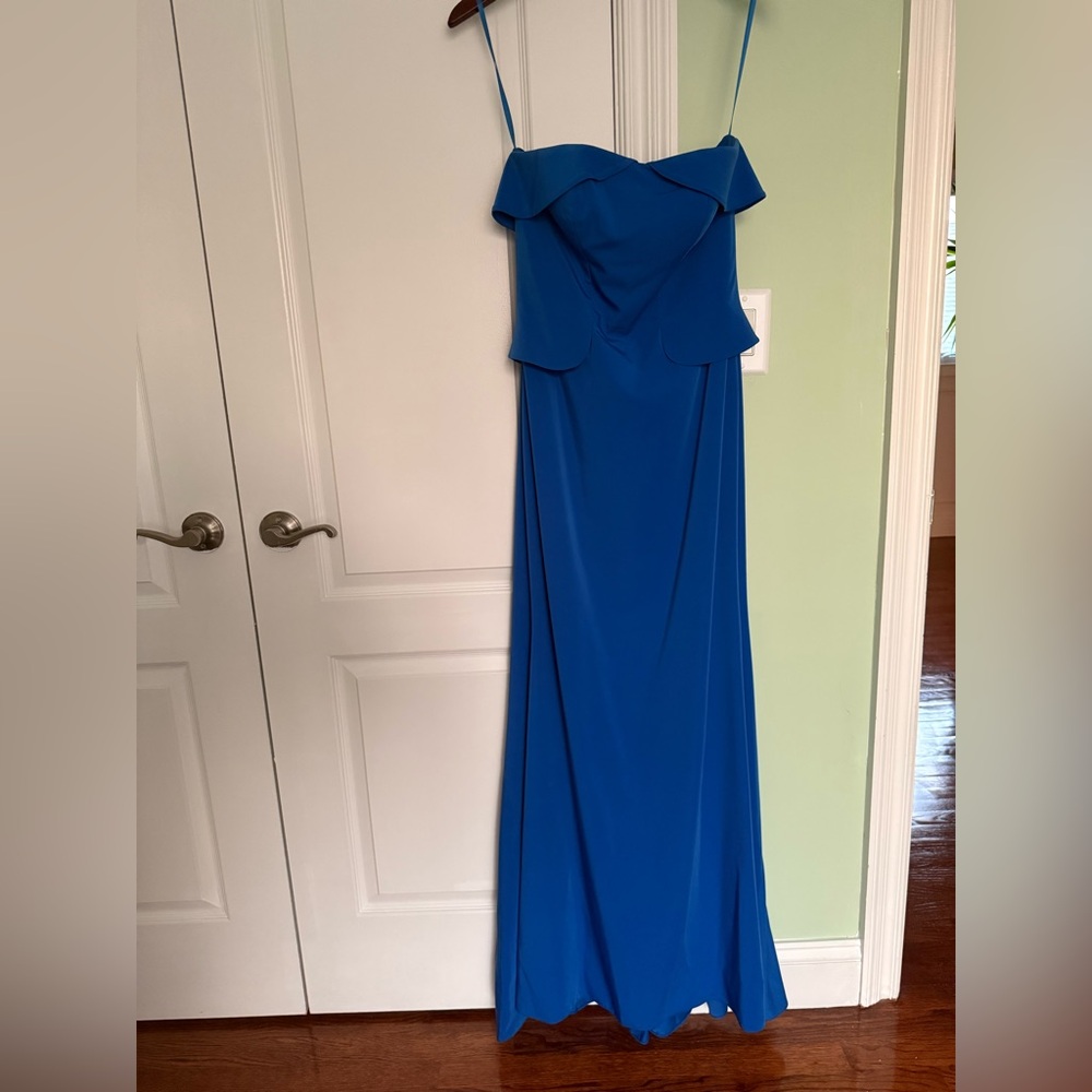 Blue Strapless Sweetheart Peplum Gown